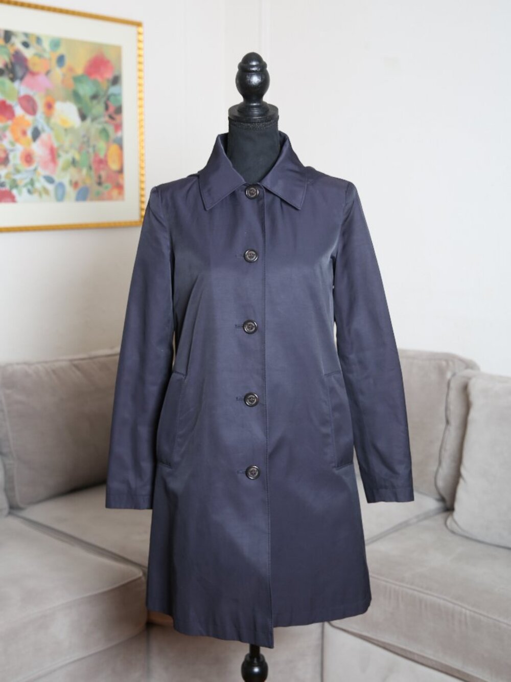 LAUREN RALPH LAUREN Classic Navy Blue Raincoat - Size XS